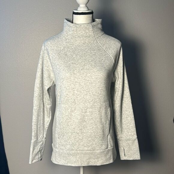 Fabletics Light Heather Gray "Zaylee" Funnel Neck Tunic Sweatshirt sz S - Picture 4 of 9